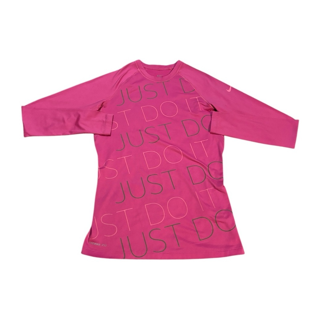 Nike Pro Combat Crewneck Sweatshirt Just Do It Graphic Pink Green‎ Size Medium